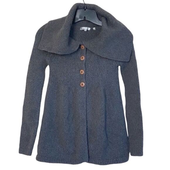 Vince Gray Wool Blend Shawl Collar Empire Waist Cardigan Sweater Sz XS - Picture 1 of 14